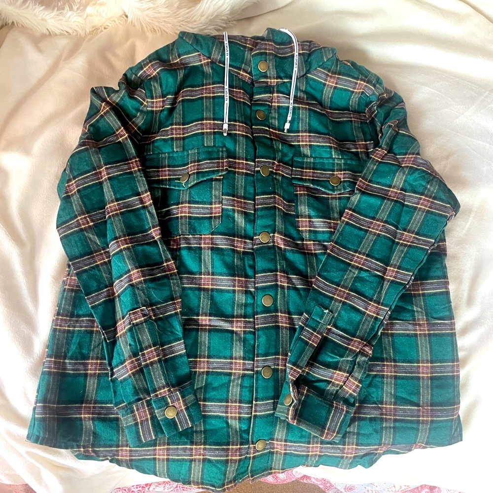 Girls ZAFUL Green Flannel Jacket size large / 8